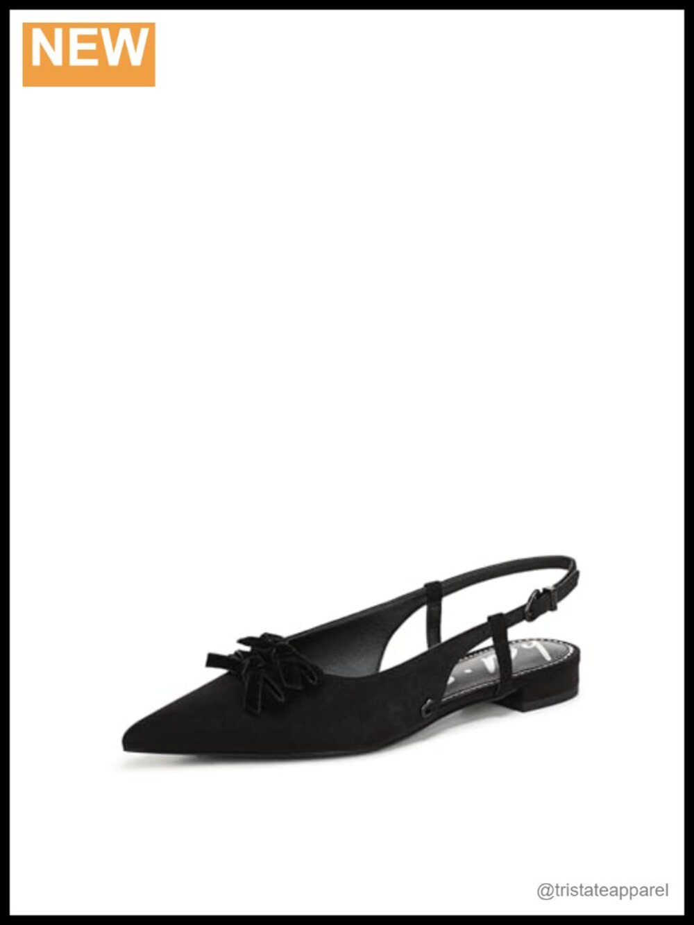 Pointed Toe Slingback Flats with Bow Accents Slip-On Dress Shoes